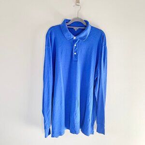 Lands' End long sleeve collared quarter button pullover cotton shirt‎ 2XL tall